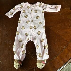 Carter’s pink monkey pajama onesie size 6 to 9 months